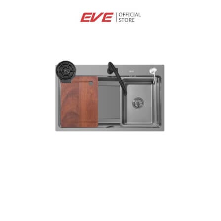 ซิงค์ล้างจาน 1 หลุม EVE UMI 750/460 ขนาด 75 ซม. สีเทาไทเทเนียม พร้อมอุปกรณ์เสริม_9